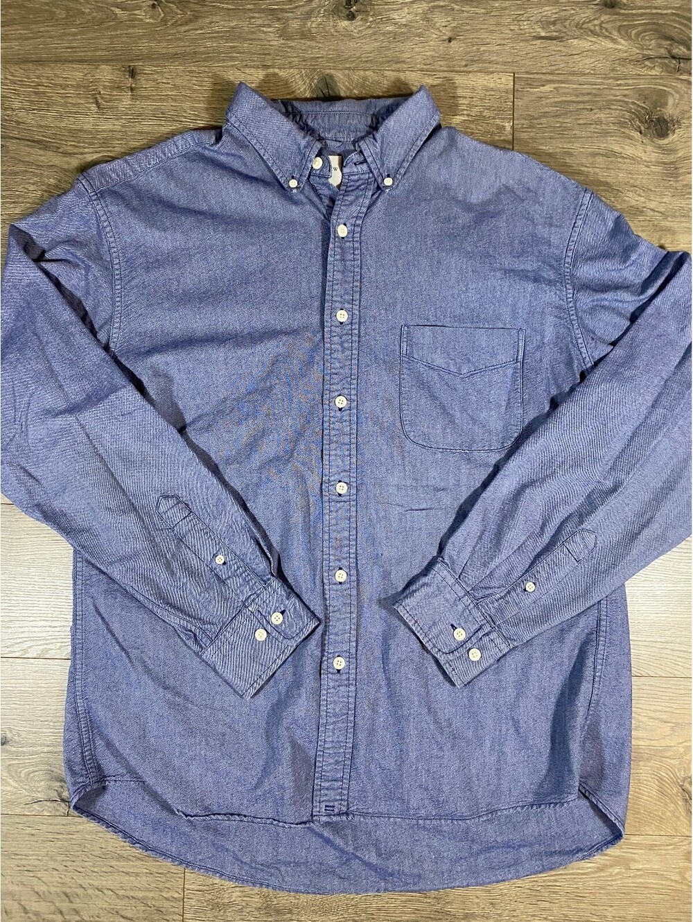 J.Crew Vintage Mens L Blue Chambray Oxford Button Down Shirt 100% Cotton Y2K